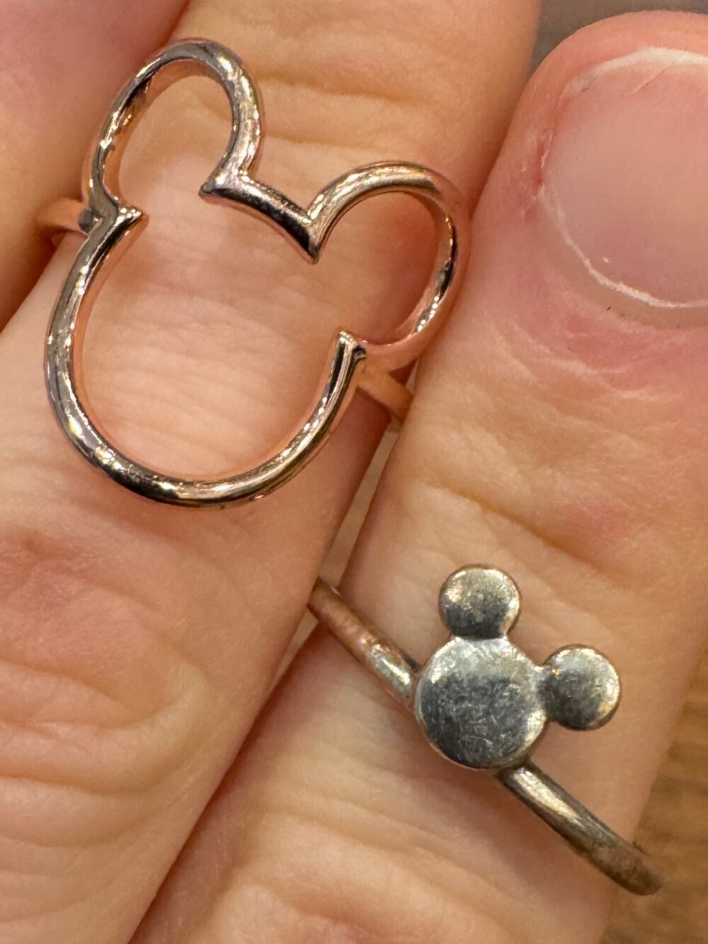 2 Mickey Rings – Pandora Sterling Silver & Pura Vida Rose Gold